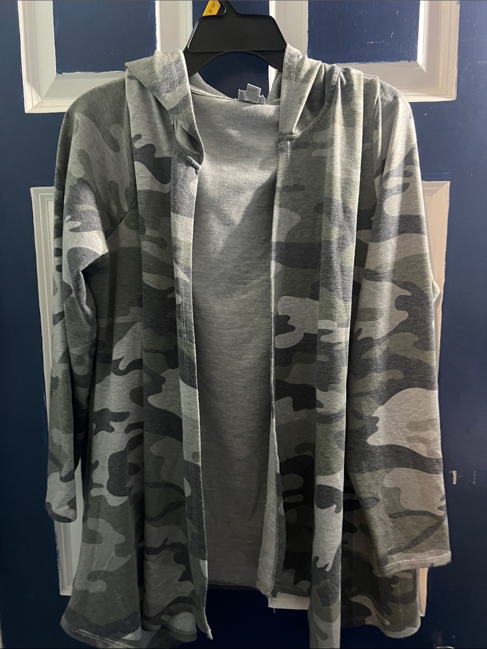 Cyrus Gray & Olive Camouflage Hooded Cardigan